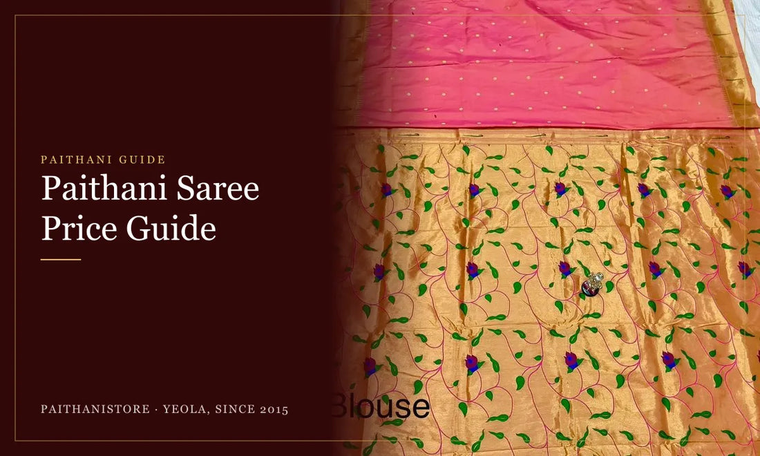 Paithani Saree Price Guide: Paithanistore guide cover with Beautiful gauri Peacock Pallu semi Silk Paithani Saree - Yeola
