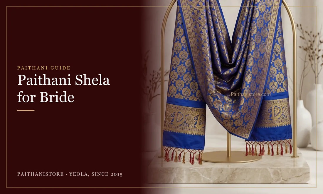 Paithani Shela for Bride: Paithanistore guide cover with Best Blue Shela For Wedding