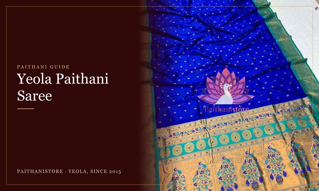 Yeola Paithani Saree: Paithanistore guide cover with All Over Meena Butti Paithani Saree