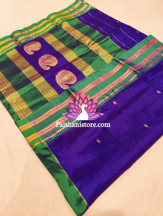 Purple with Green Narayan Peth Paithani Saree For women
