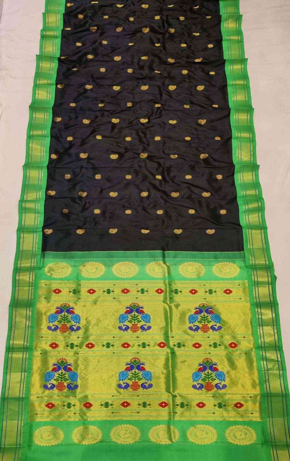 Black with Green Maharani Paithani Saree