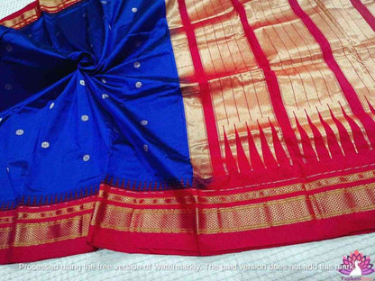 Blue Pure Silk Irkal Paithani Saree