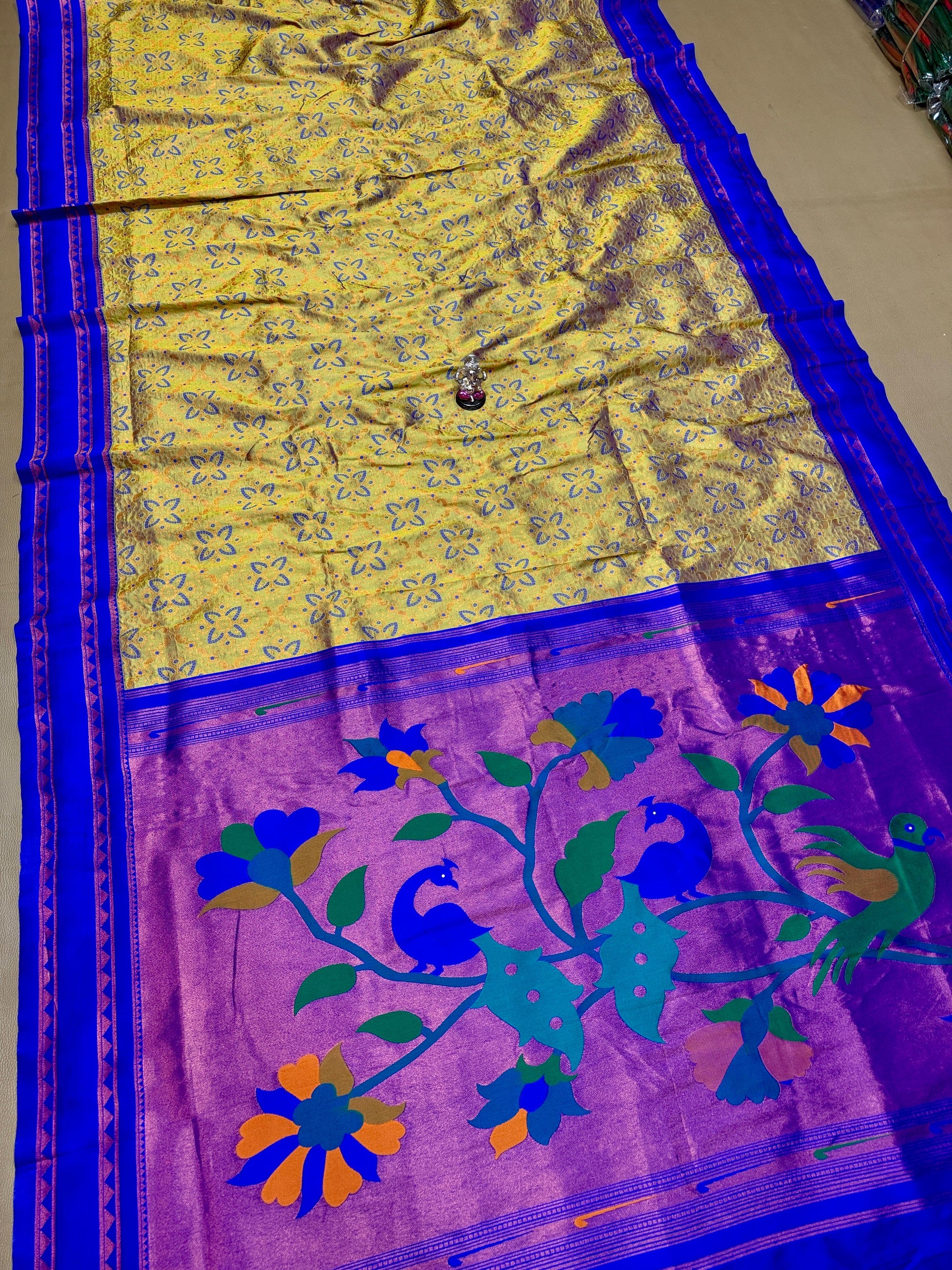 Bandhani Paithani Saree — Side Angle