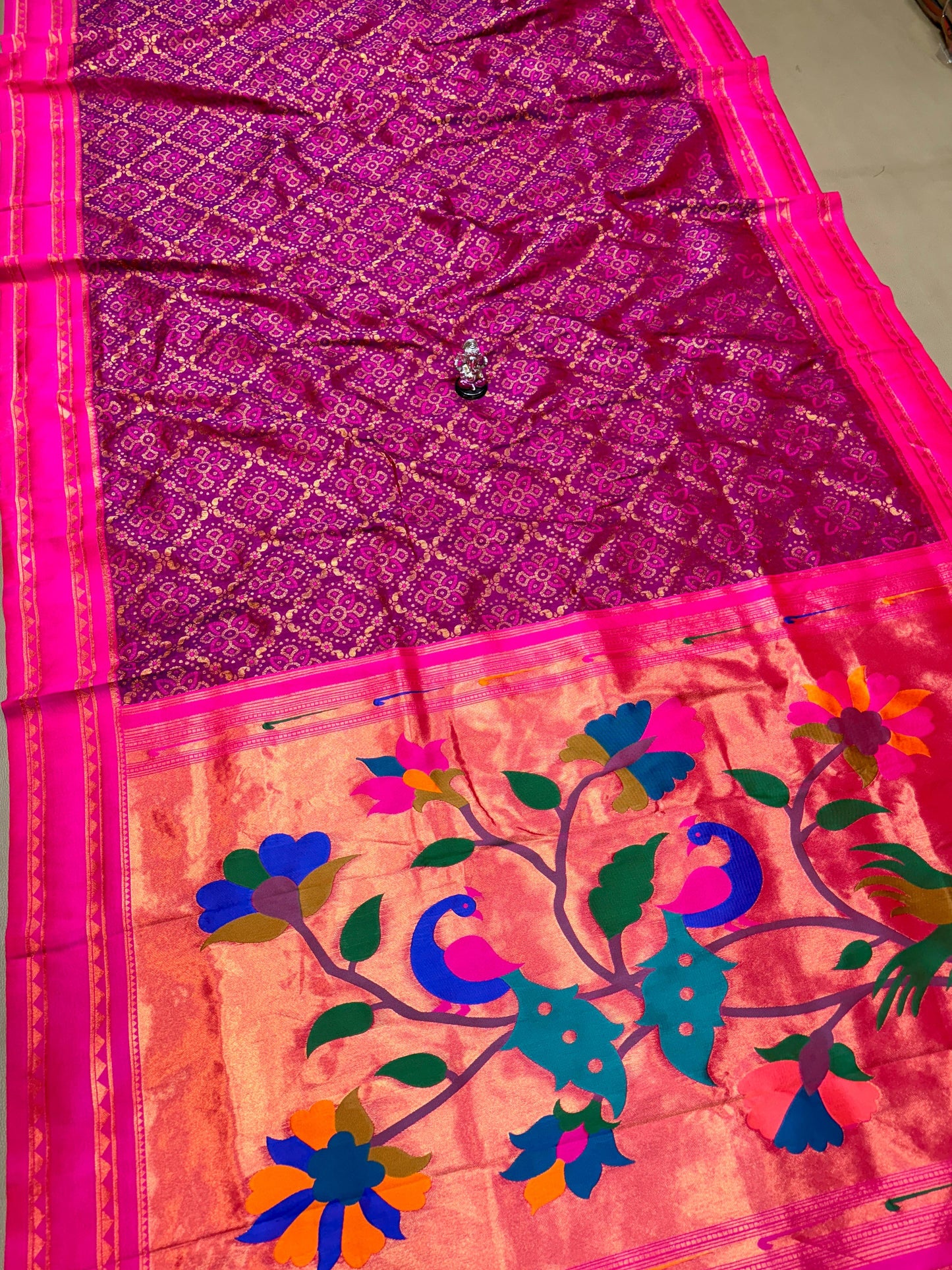 Bandhani Paithani Saree — Border Detail