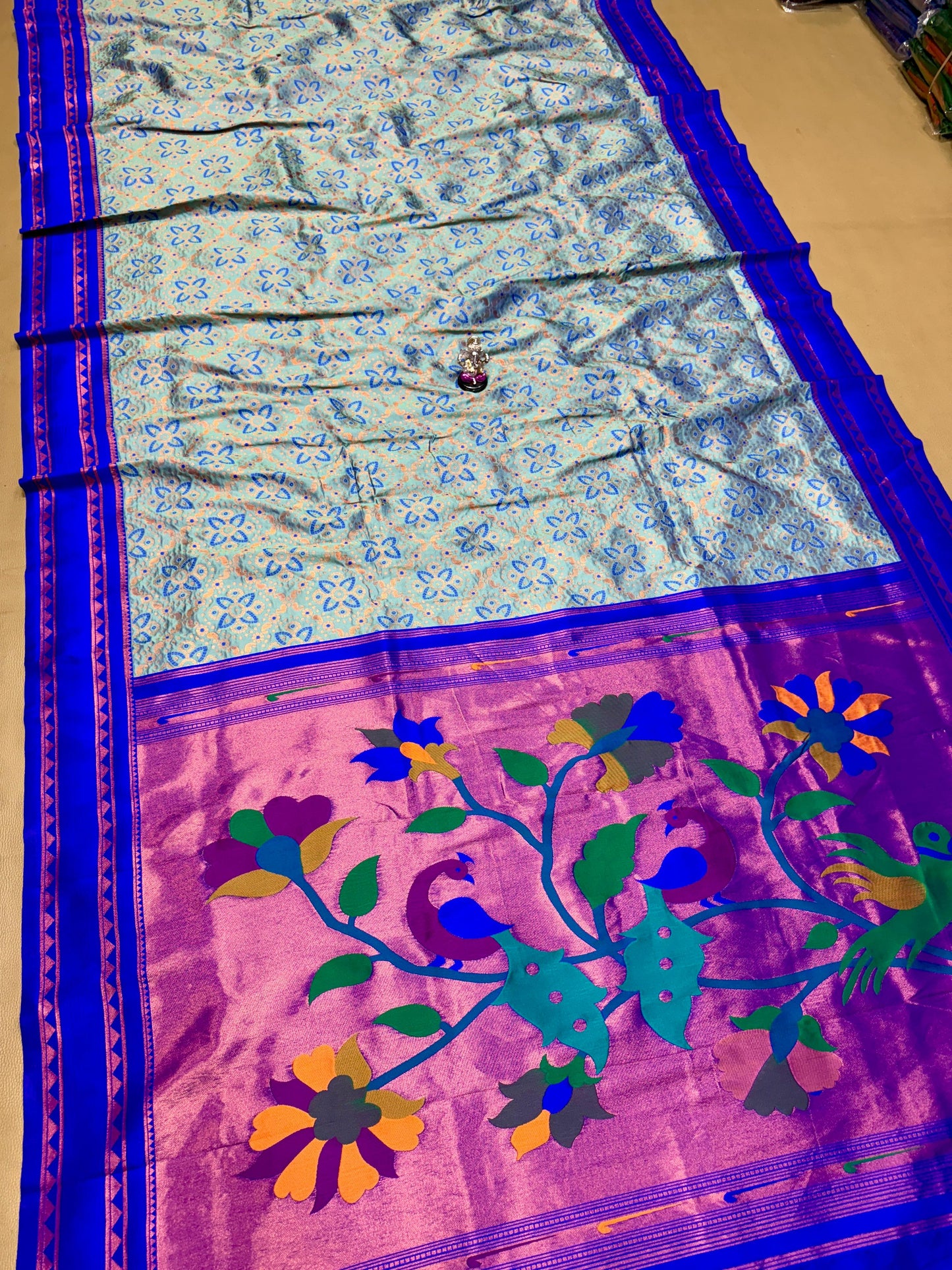 Bandhani Paithani Saree — Pallu Detail