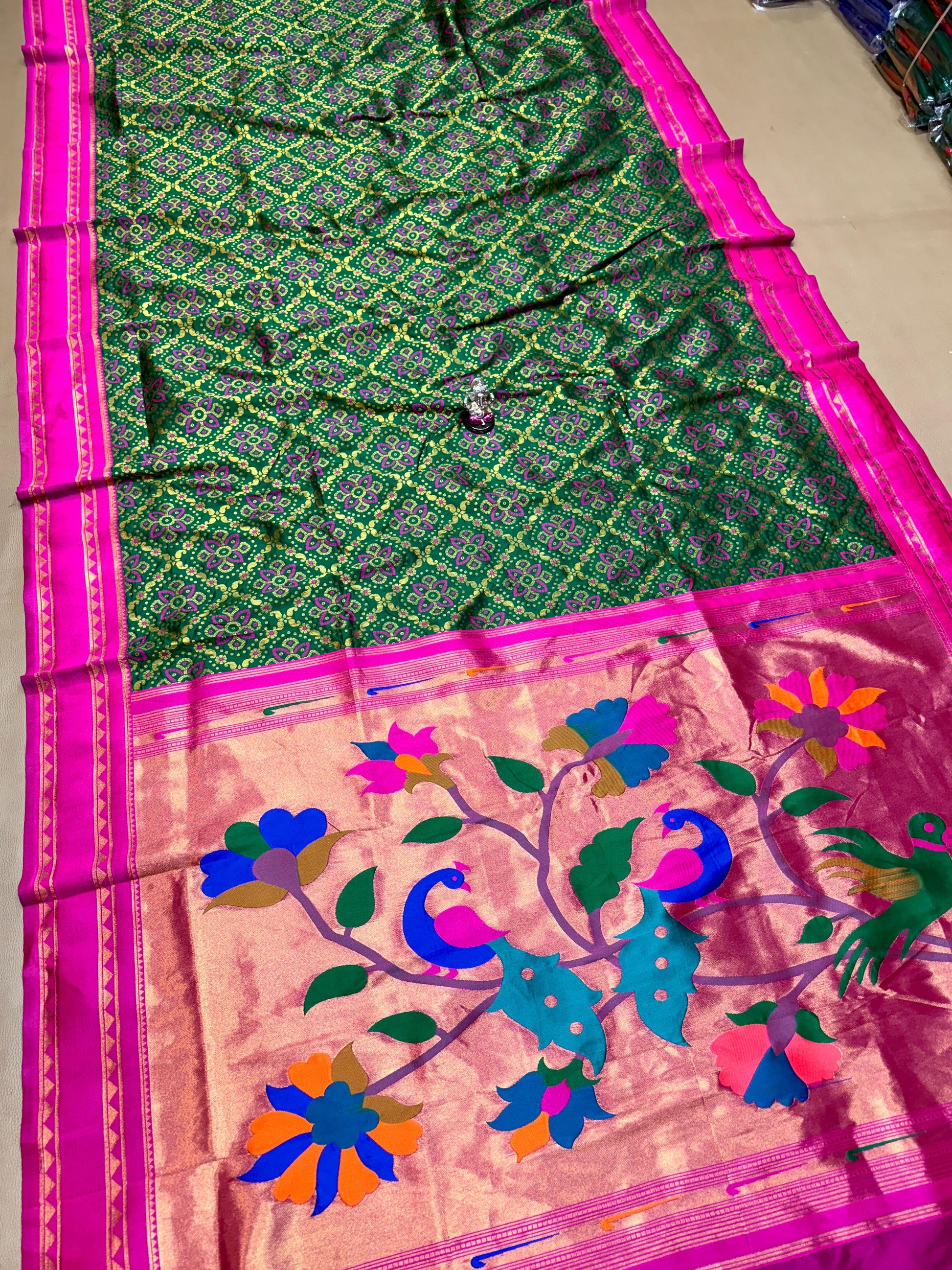 Bandhani Paithani Saree — Detail Close-up