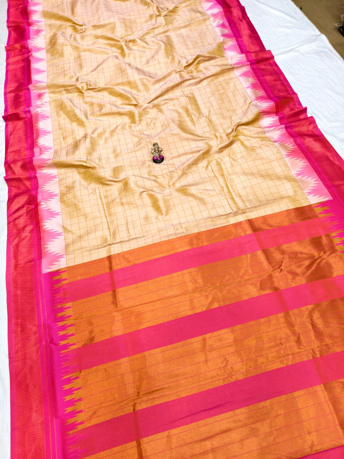 Beautiful Checks Irkal Paithani — Border Detail