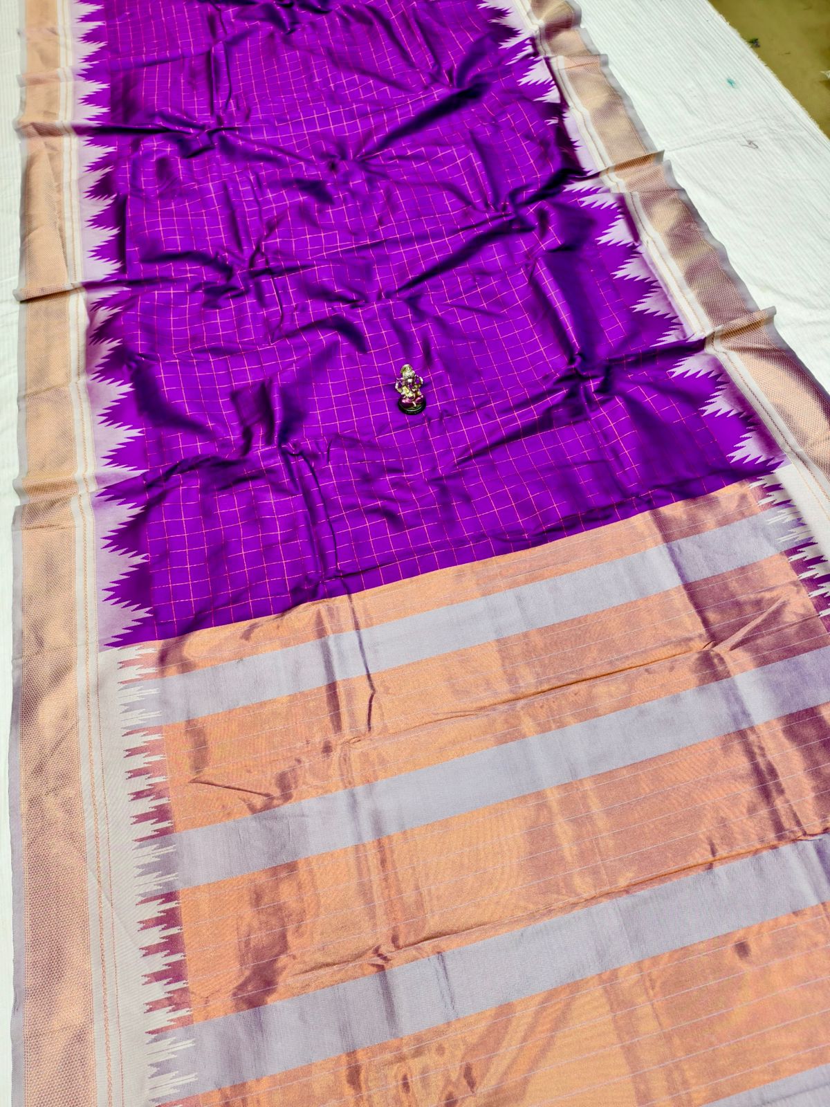 Beautiful Checks Irkal Paithani — Back View