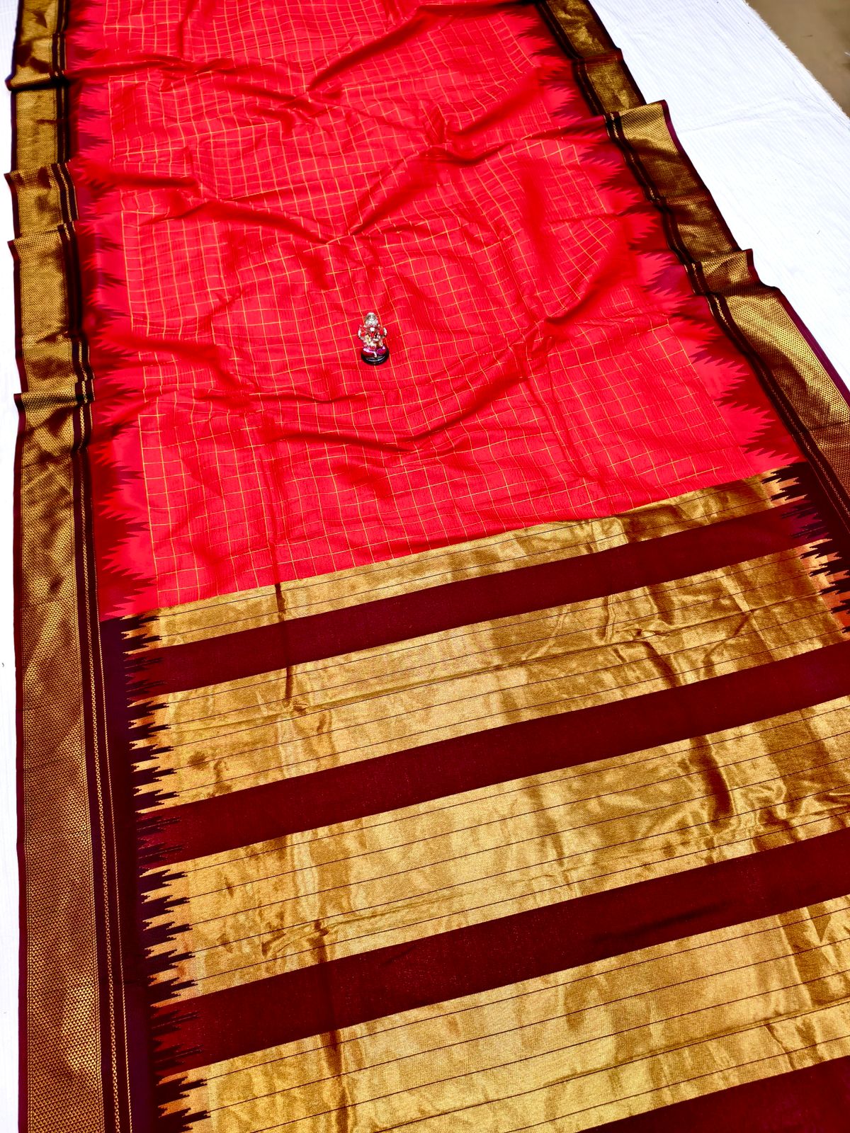 Beautiful Checks Irkal Paithani — Side Angle