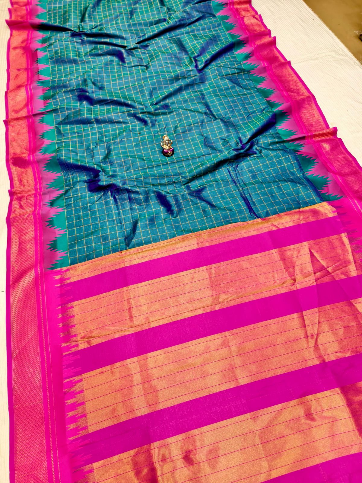 Beautiful Checks Irkal Paithani — Front View