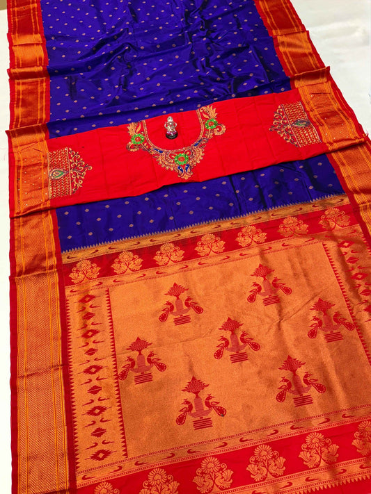 Beautiful Double Pallu Kadiyal Paithani Saree