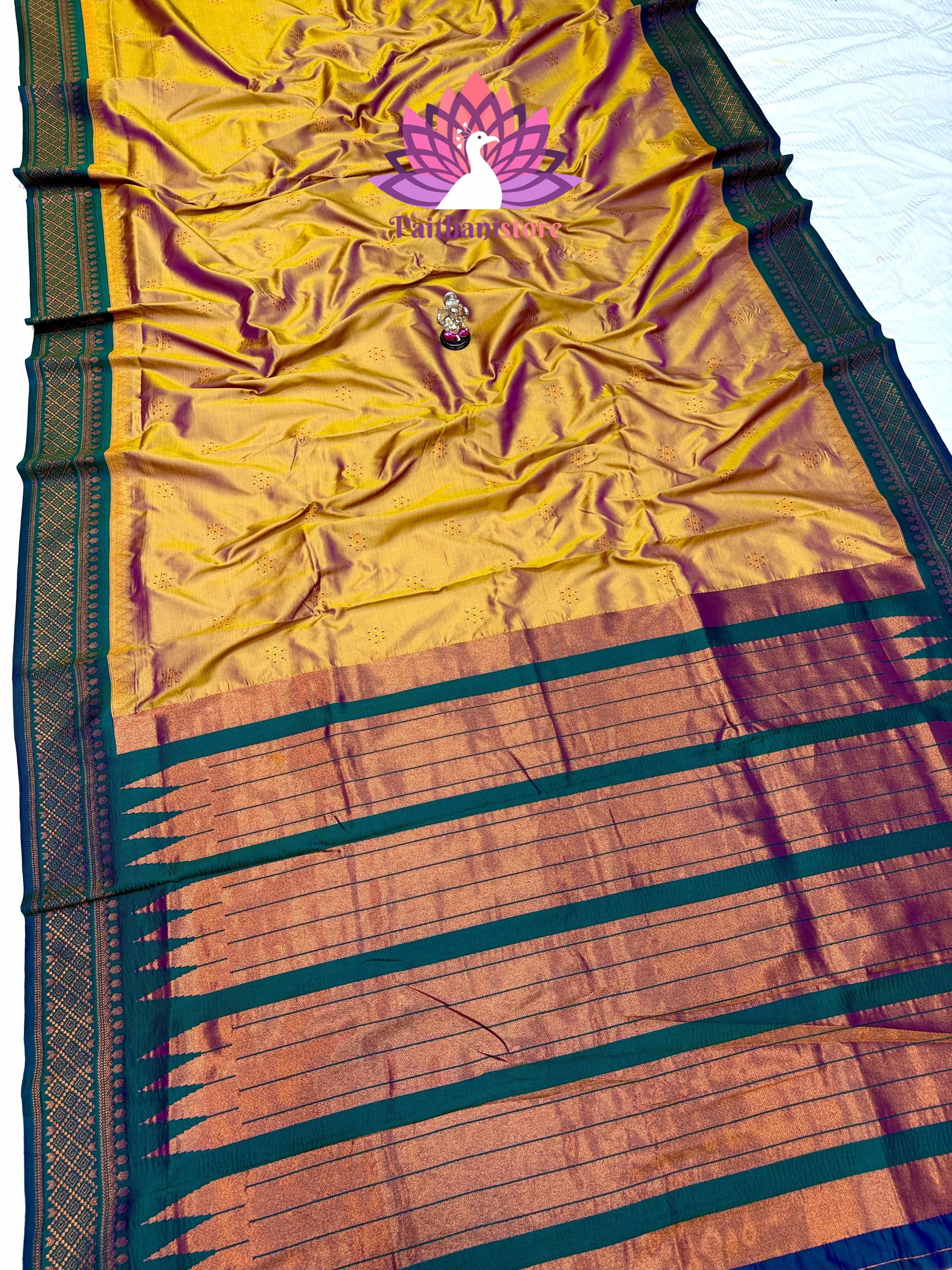 Beautiful Katan Silk Irkal Paithani — Color View