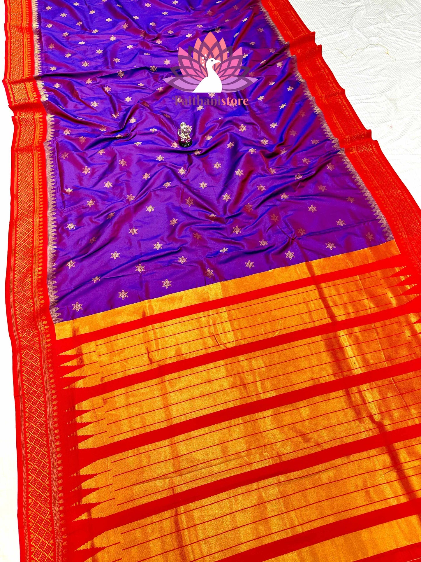 Beautiful Katan Silk Irkal Paithani — Border Detail