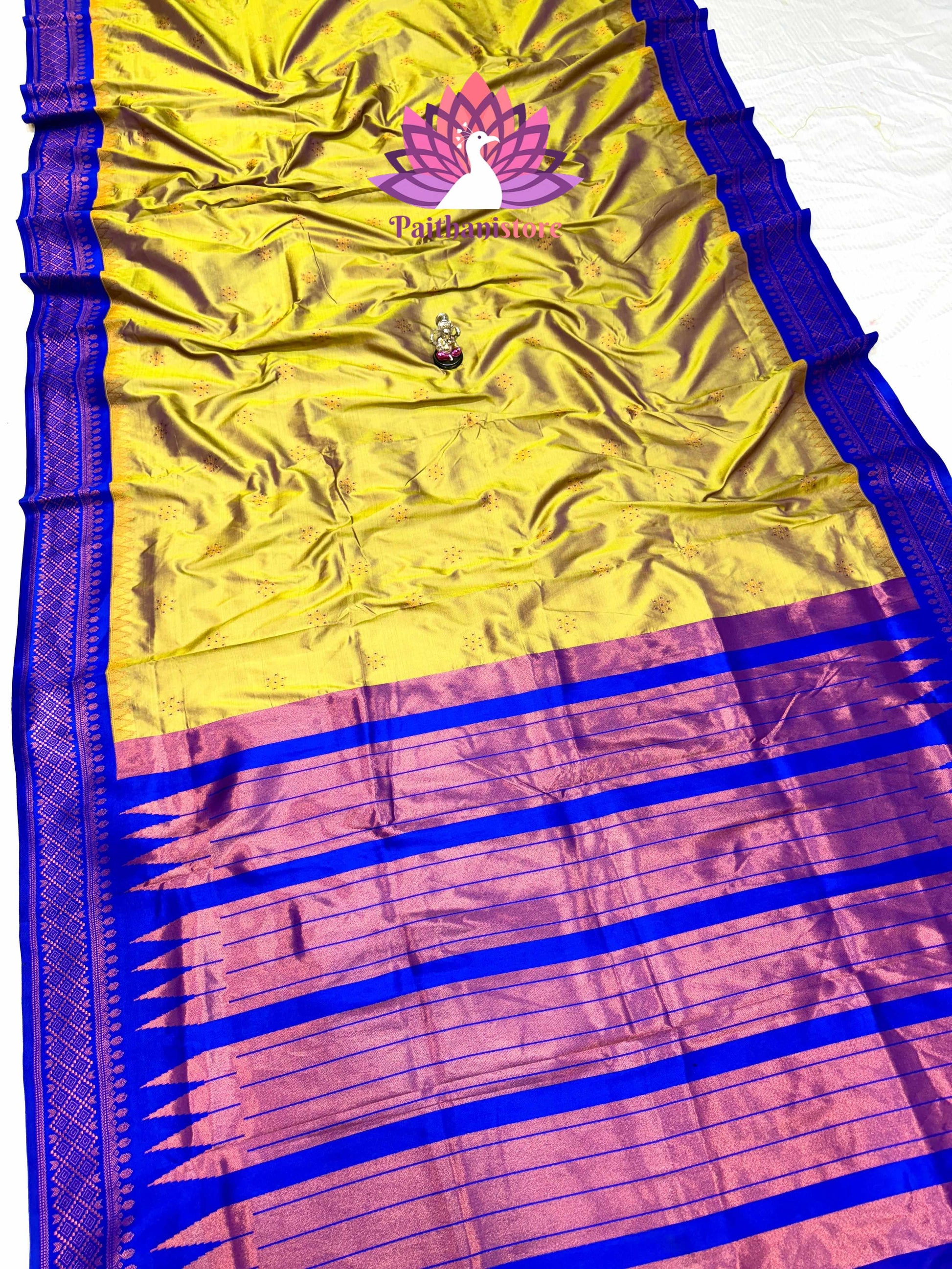 Beautiful Katan Silk Irkal Paithani — Back View