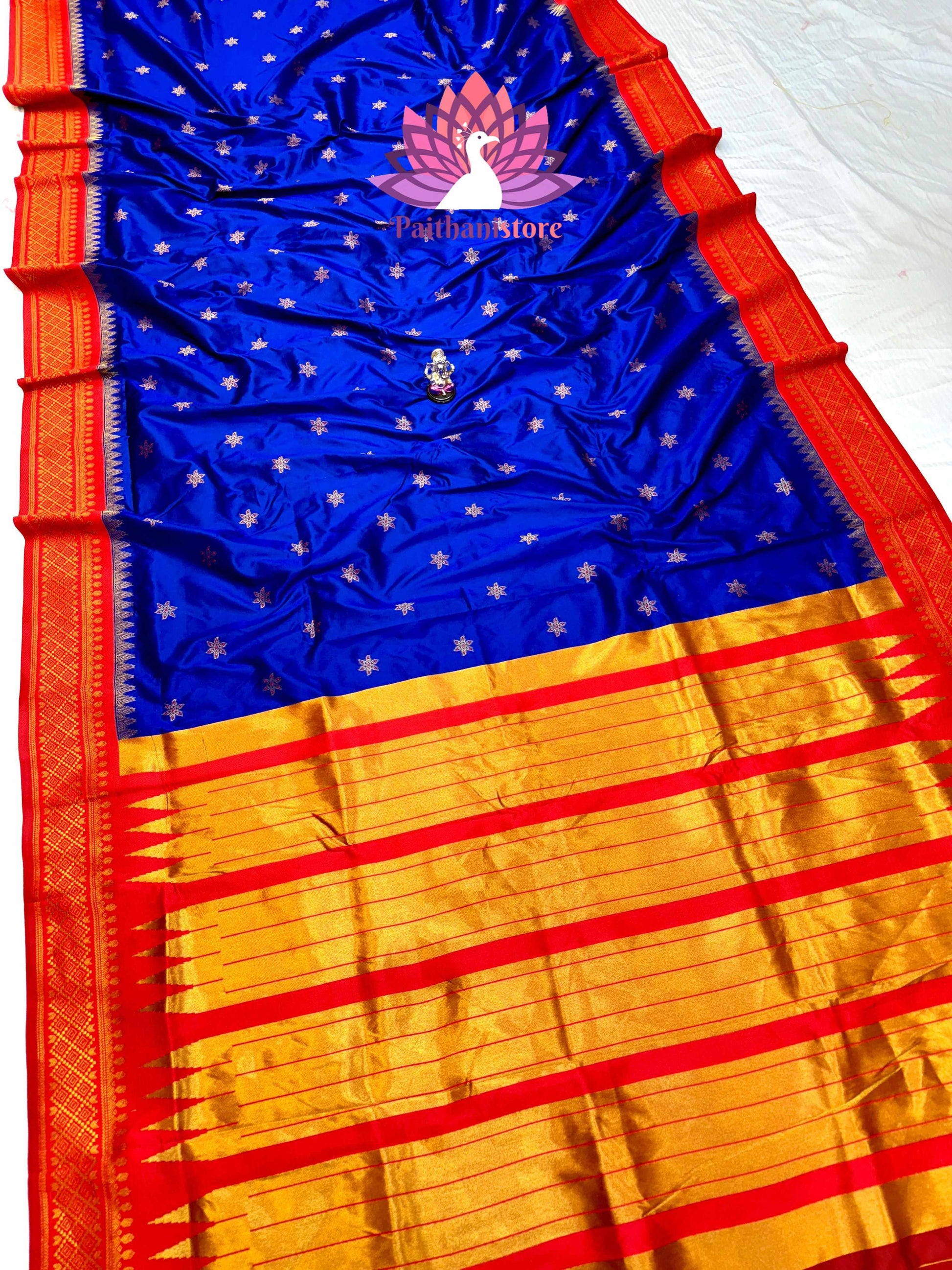 Beautiful Katan Silk Irkal Paithani — Front View