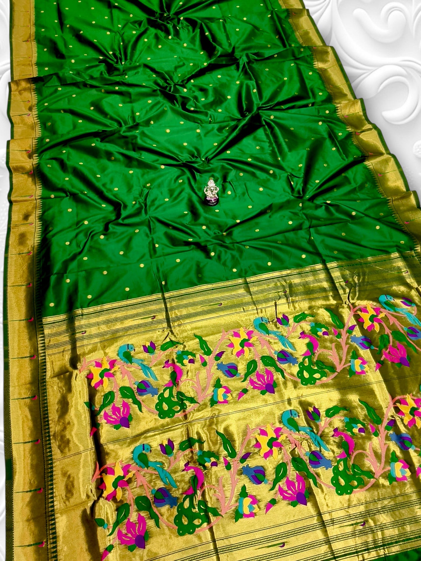 Beautiful Peacock Pallu Paithani Saree — Back View
