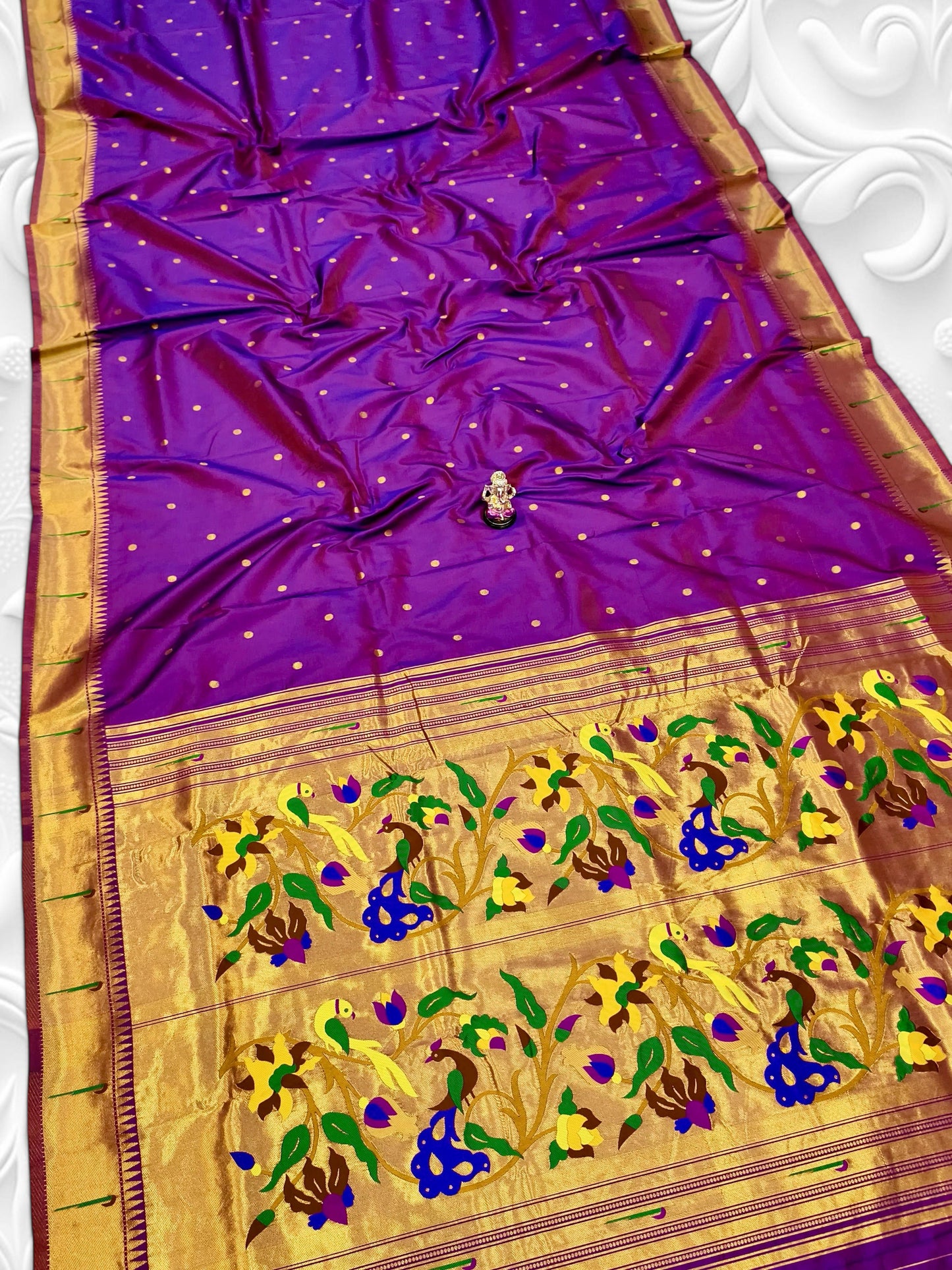 Beautiful Peacock Pallu Paithani Saree — Detail Close-up