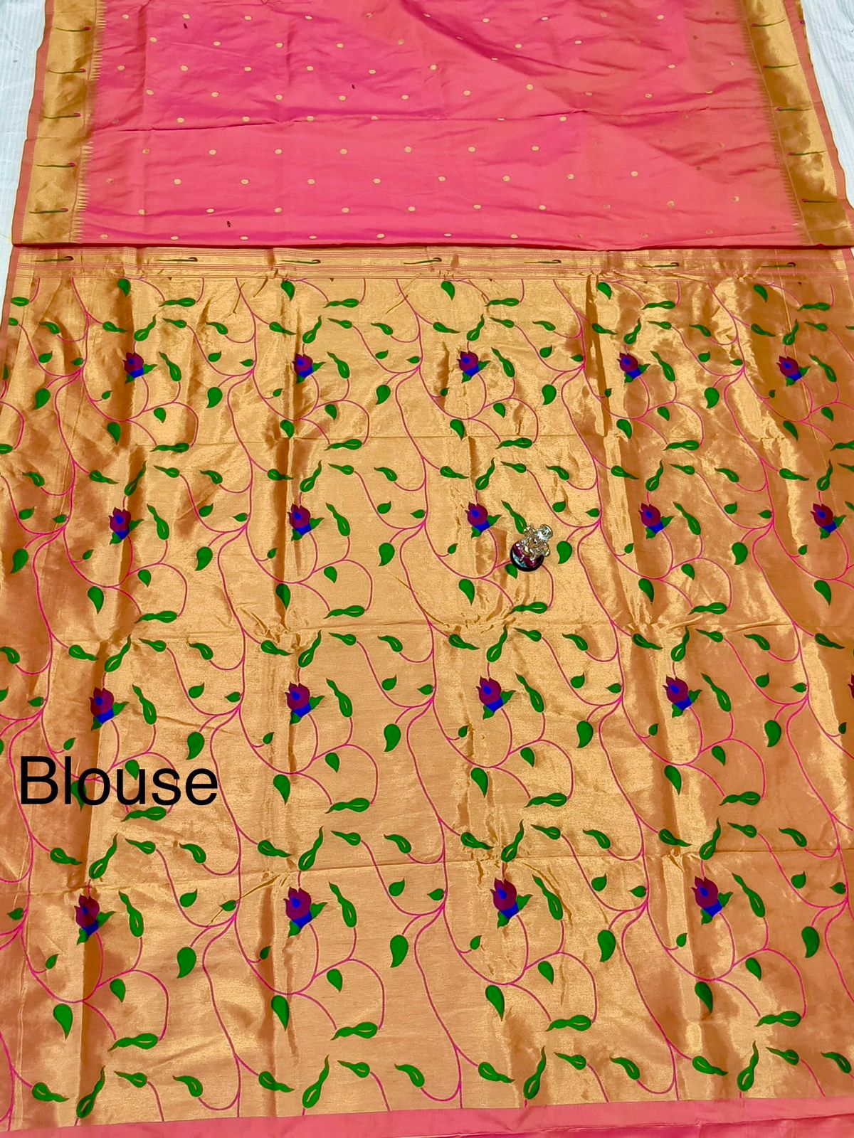 Beautiful Peacock Pallu Paithani Saree — Side Angle