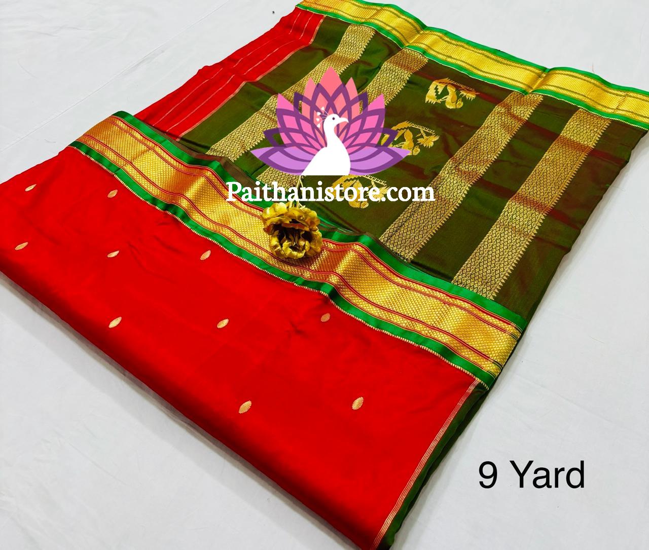 Beautiful Rajmata Nauvari Paithani Saree — Detail Close-up