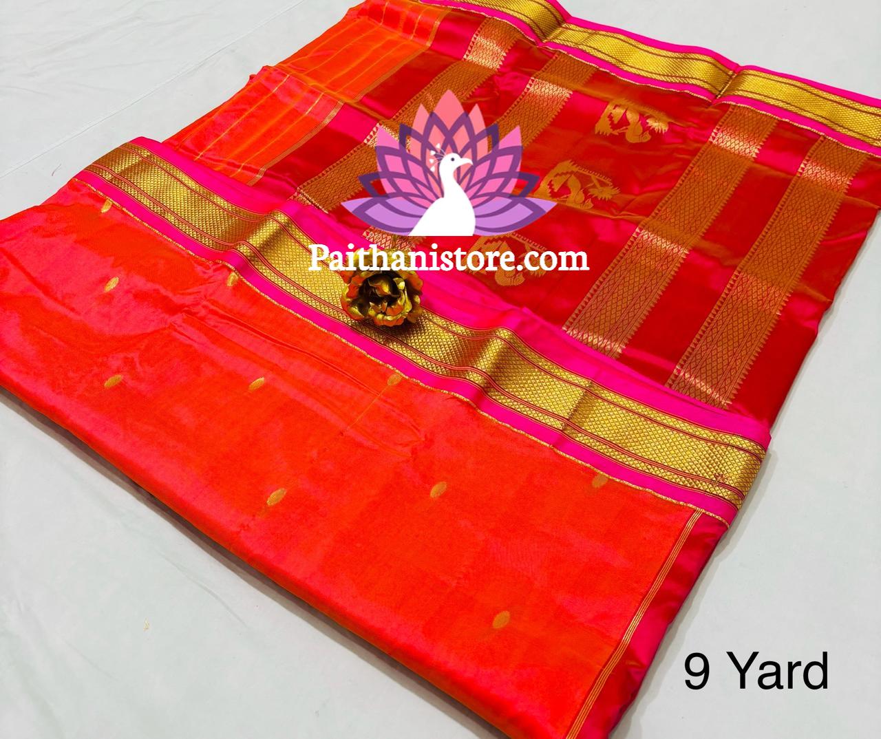 Beautiful Rajmata Nauvari Paithani Saree — Pallu Detail