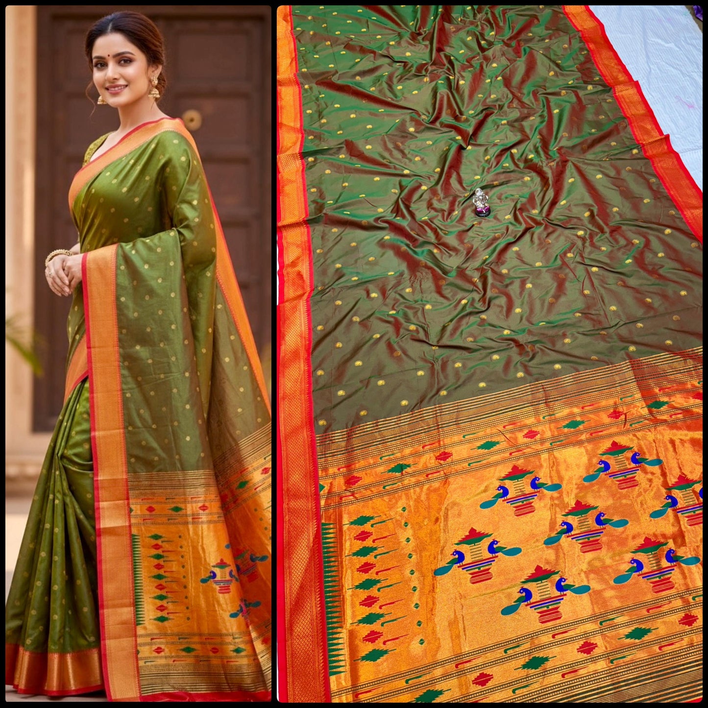 Classic Semi Silk Yeola Double pallu Paithani Saree