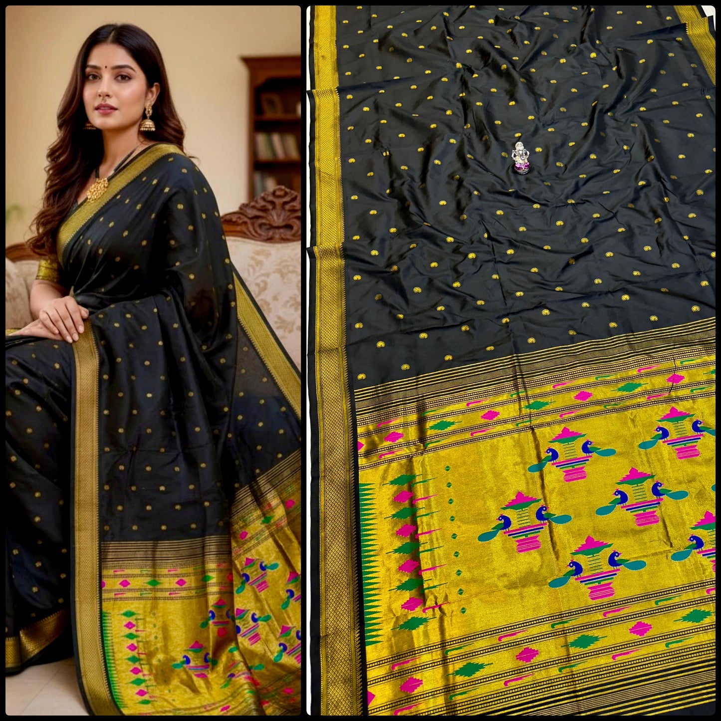Classic Semi Silk Yeola Double pallu Paithani Saree