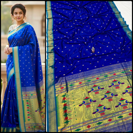 Classic Semi Silk Yeola Double pallu Paithani Saree