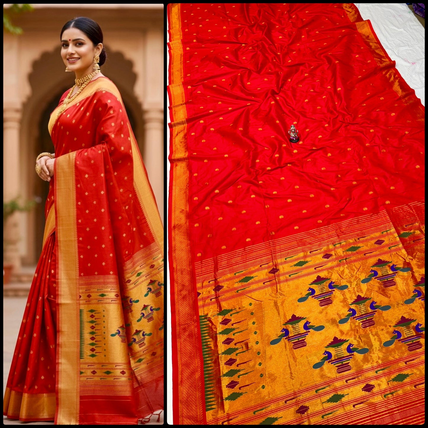 Classic Semi Silk Yeola Double pallu Paithani Saree