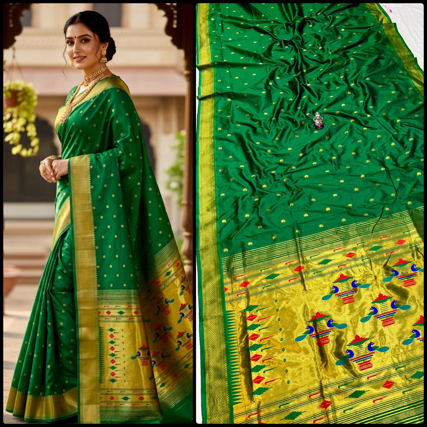 Classic Semi Silk Yeola Double pallu Paithani Saree