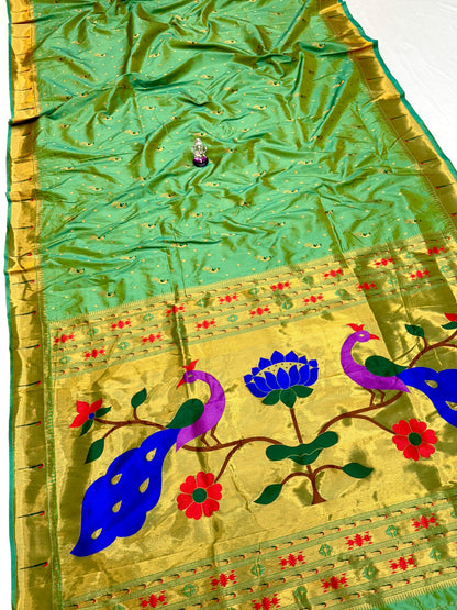 Designer Muniya Border Paithani Saree — Detail Close-up