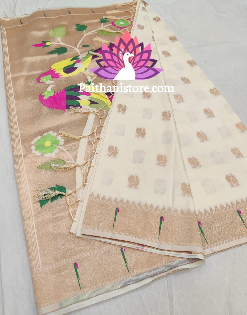 Designer Parrot Pallu Paithani Saree — View 13