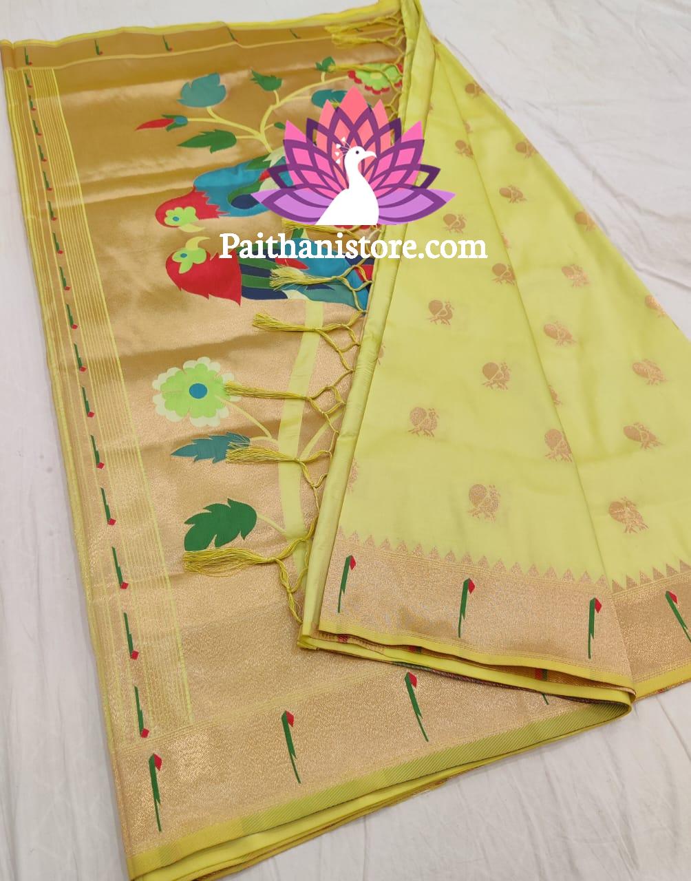 Designer Parrot Pallu Paithani Saree — Color View