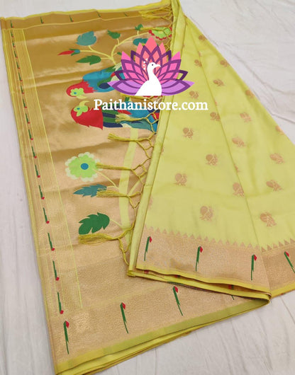 Designer Parrot Pallu Paithani Saree — Color View