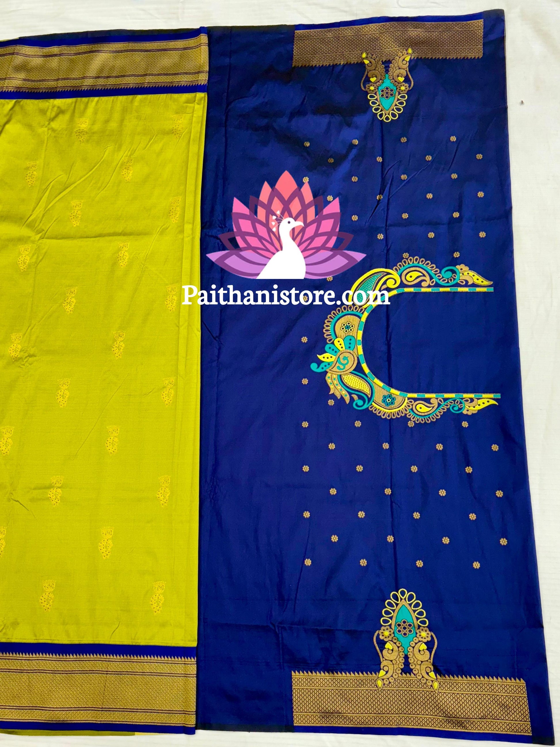 Designer Peacock Butti Kadiyal Paithani Saree — View 11