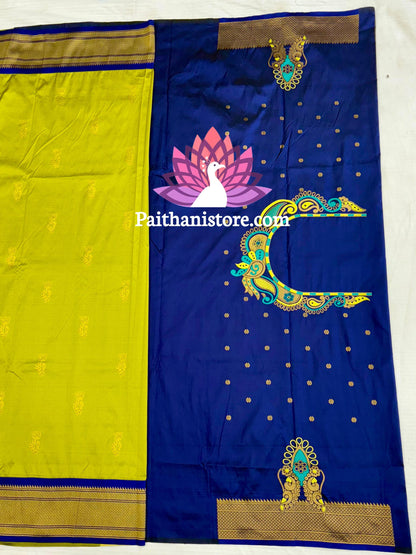 Designer Peacock Butti Kadiyal Paithani Saree — View 11
