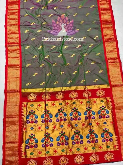 Silk Kadiyal Paithani Saree with Golden Border