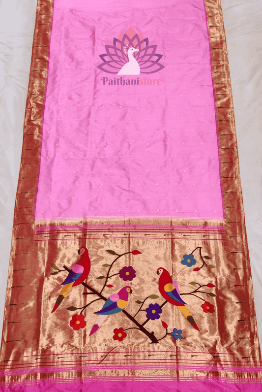 Single Muniya Pure Silk Handloom Paithani Saree