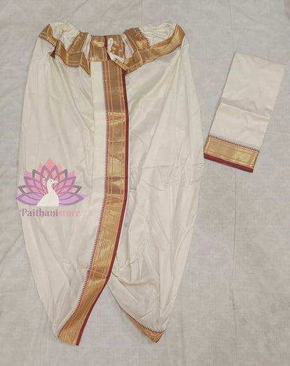 Off White Men's Dhoti For Wedding - Men's Dhoti - Just Rs. 1049! Shop now at Paithanistore