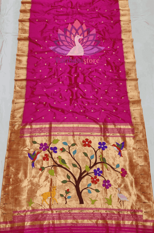 Single Muniya Pure Silk Handloom Yeola Paithani Saree