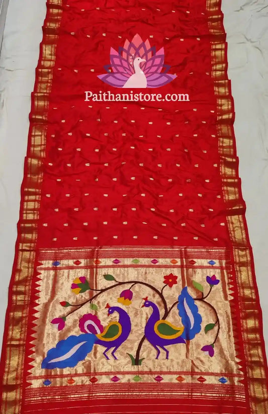 Designer Red Paithani Silk Saree For Wedding