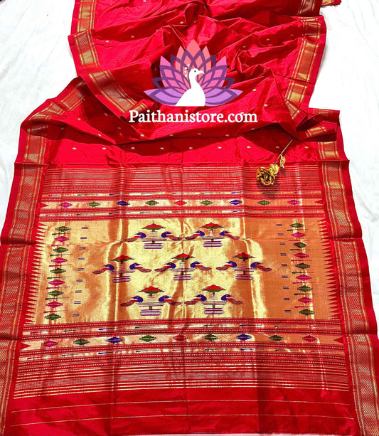 Red Handloom Yeola Paithani