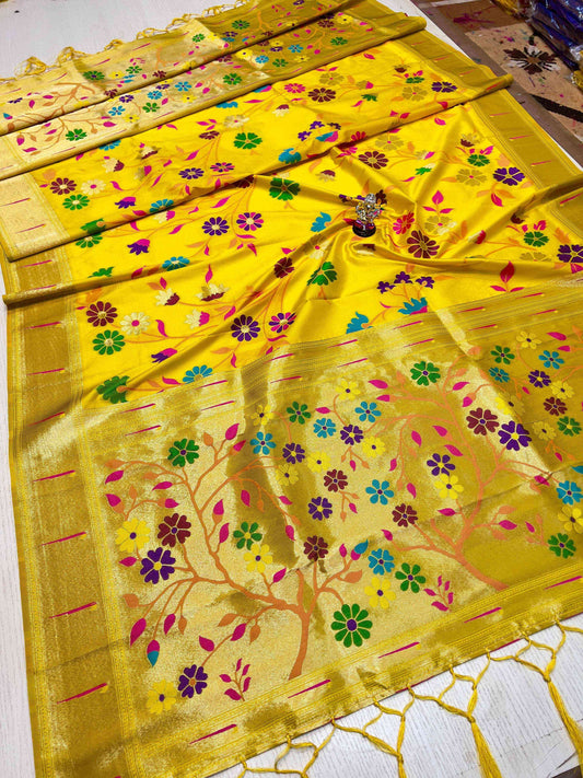 Designer Yellow Paithani Dupatta For Bride