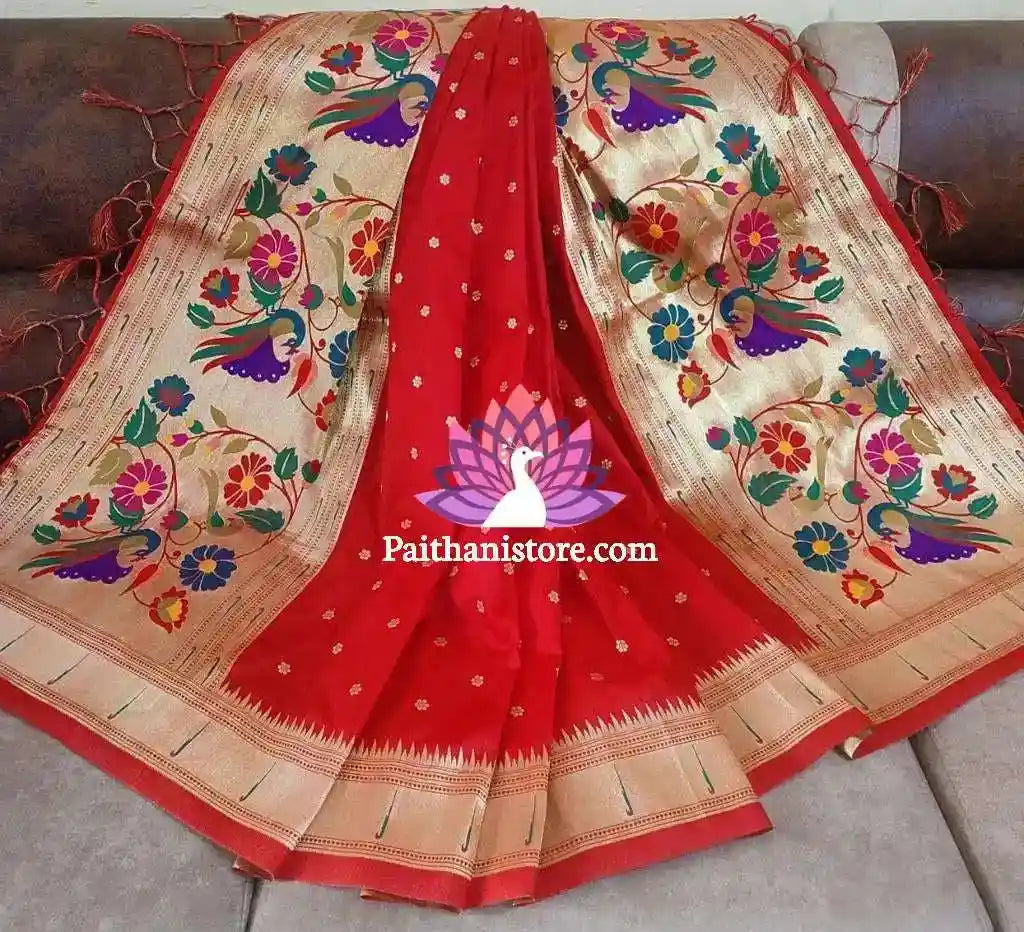 Red Muniya Border Paithani Dupatta