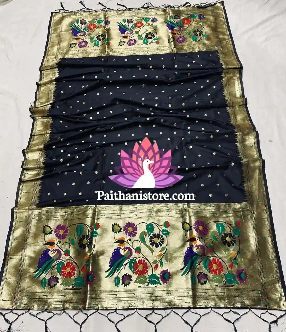 Beautiful Black Paithani Muniya Dupatta