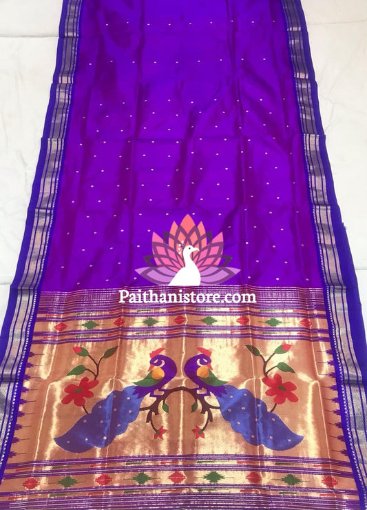 Traditional Paithani Saree in Peacock Blue