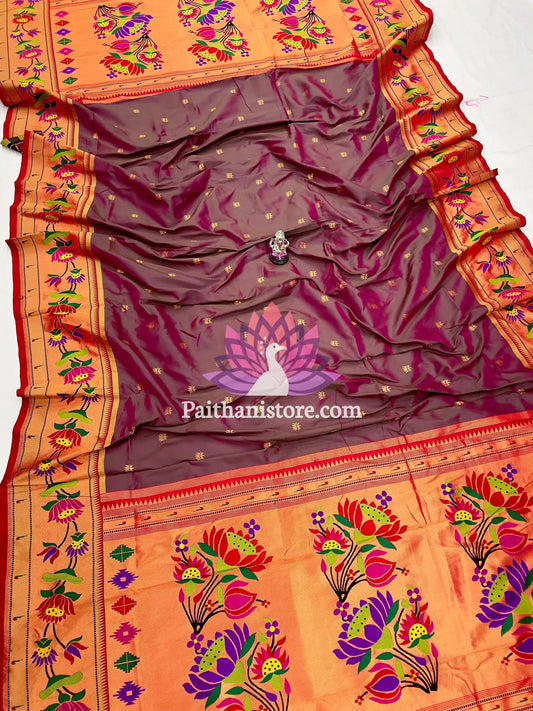 Premium Banarsi Silk Paithani Dupatta with Lotus Design
