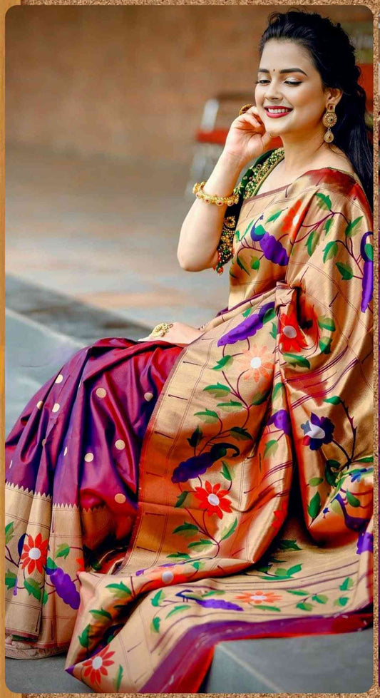 Semi Silk Saree | Designer Brocade Paithani Saree