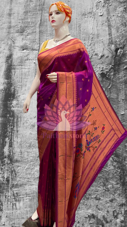 Double Muniya Paithani Silk Saree