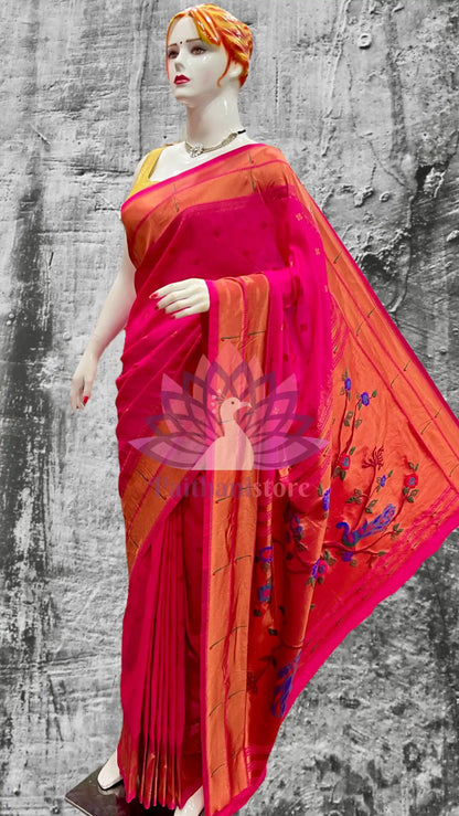 Double Muniya Paithani Silk Saree