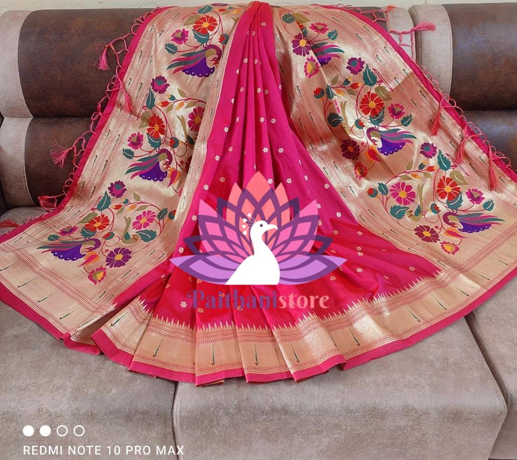 Pink Muniya Border Paithani Dupatta